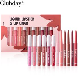 Durable Velvet Matte Lip Glaze Mist Surface Hook Line Lip Pen 6plus6 Combination Set Easy To Color Lipstick Pen (Option: 002M)