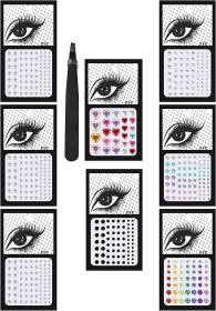 Besteel Face Gems Face jewels Stick on Eye Jewels Face Rhinestones for Makeup Eye Body Nail Face Gems Rhinestone Stickers for Women (style: 8pcs-A)