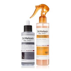 Dr.Melaxin body & face peel shot duo glow black rice peeling ampoule kojic acid & turmeric spray (style: combination)